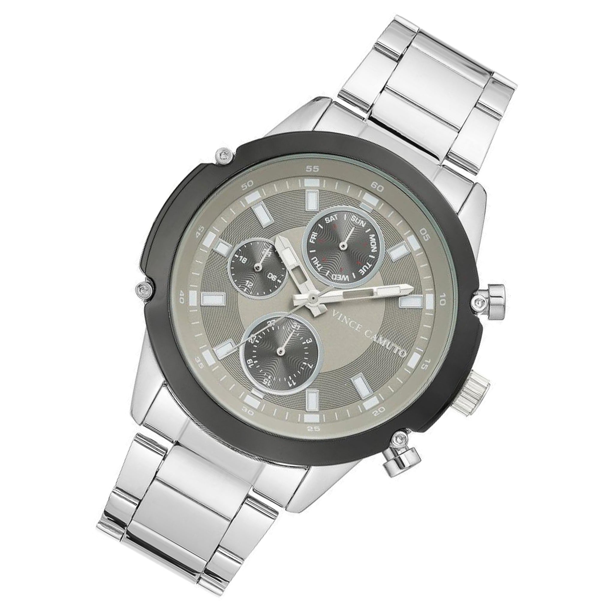 Vince Camuto Silver Steel Grey Dial Multi-Function Men's Watch - VC1135GYSV