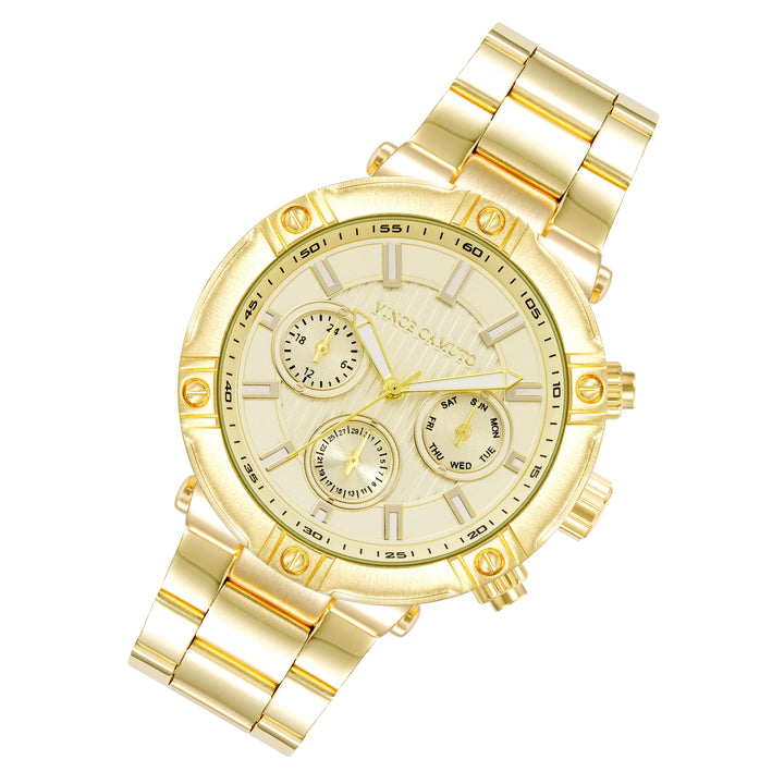 Vince Camuto Gold Steel Champagne Dial Multi-function Men's Watch - VC1137CHGP