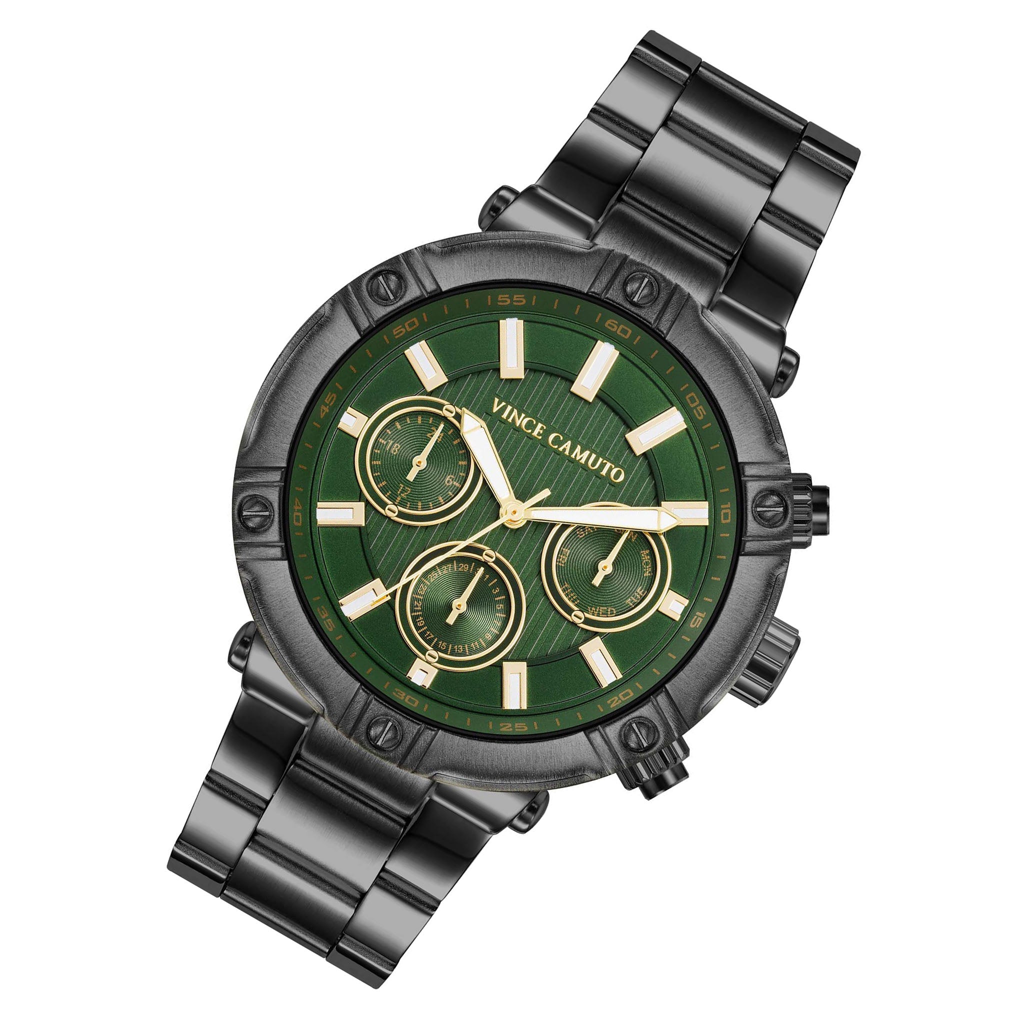 Vince Camuto Gunmetal Steel Green Dial Multi-function Men's Watch - VC1137GRDG
