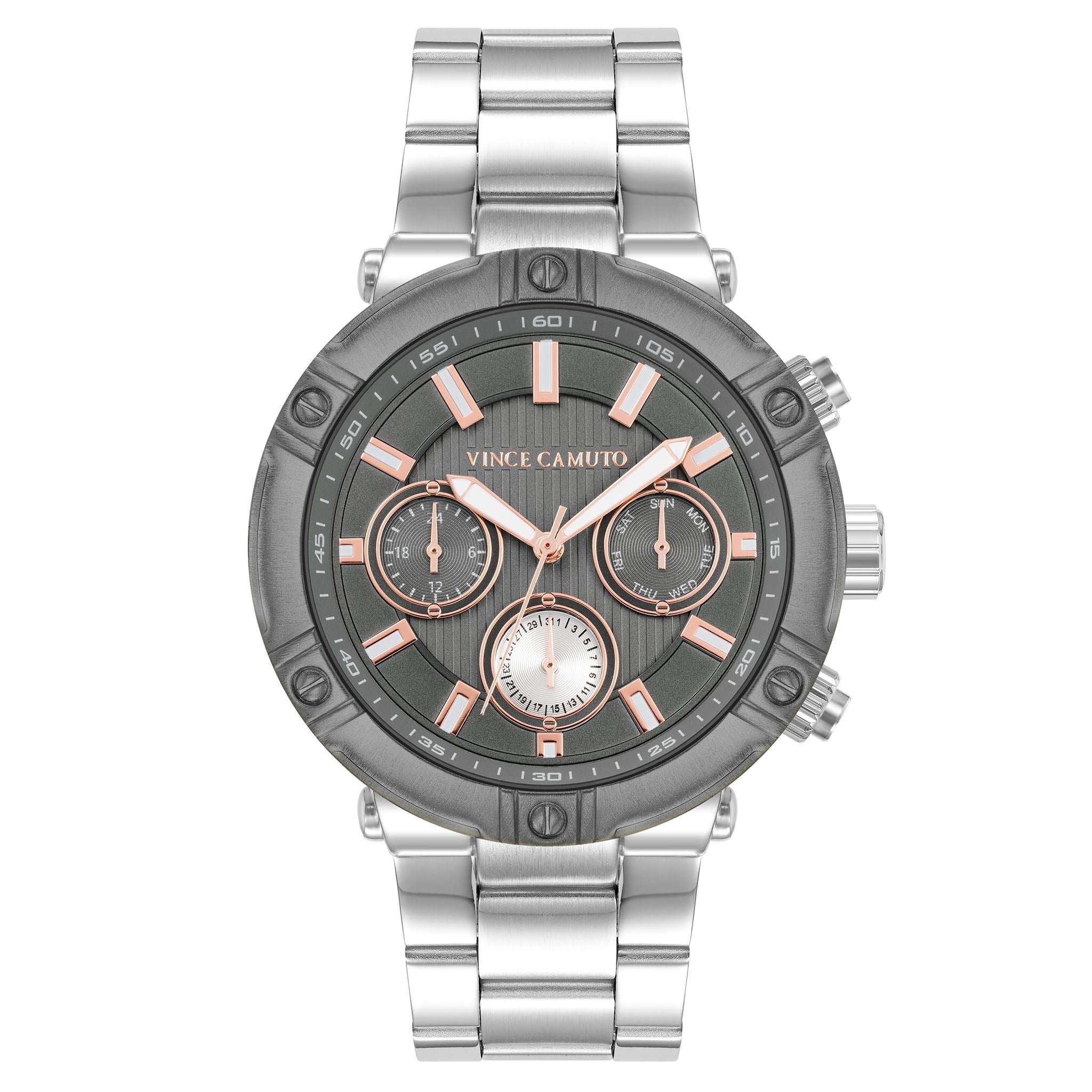Vince Camuto Silver Steel Grey Dial Multi-function Men's Watch - VC1137GYTT