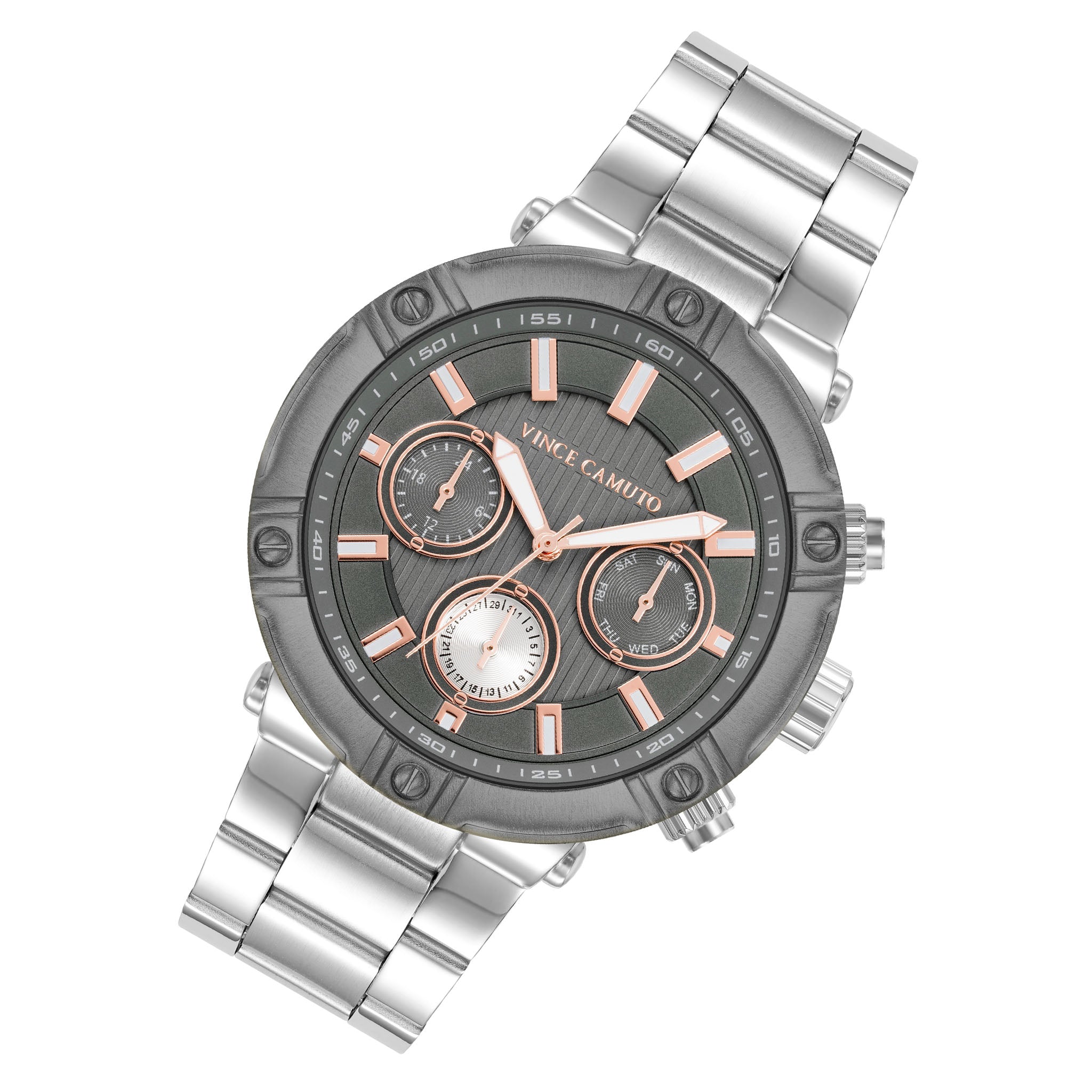 Vince Camuto Silver Steel Grey Dial Multi-function Men's Watch - VC1137GYTT