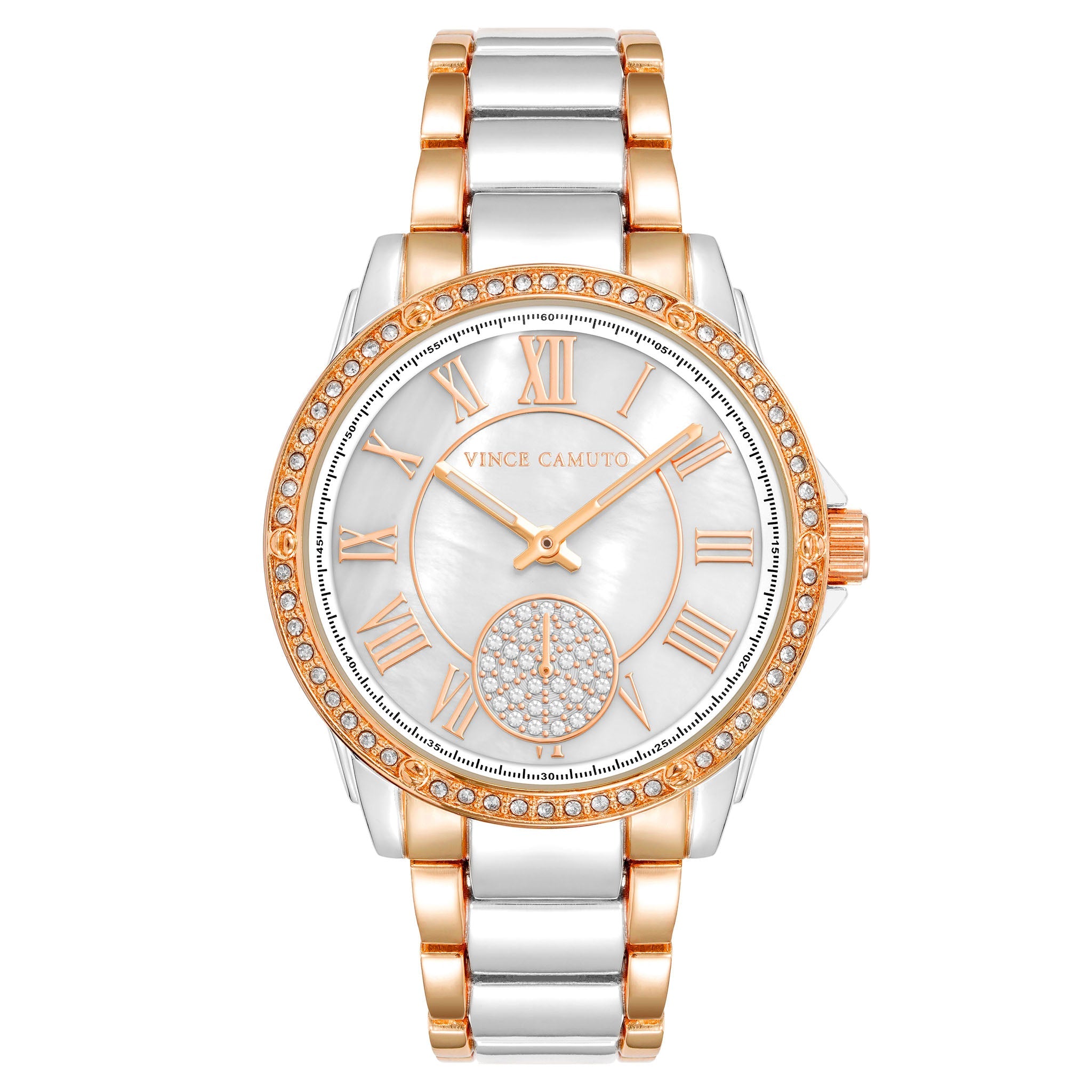 Vince Camuto Two-Tone Rose Gold Band White Dial Women's Watch - VC5361WTRT