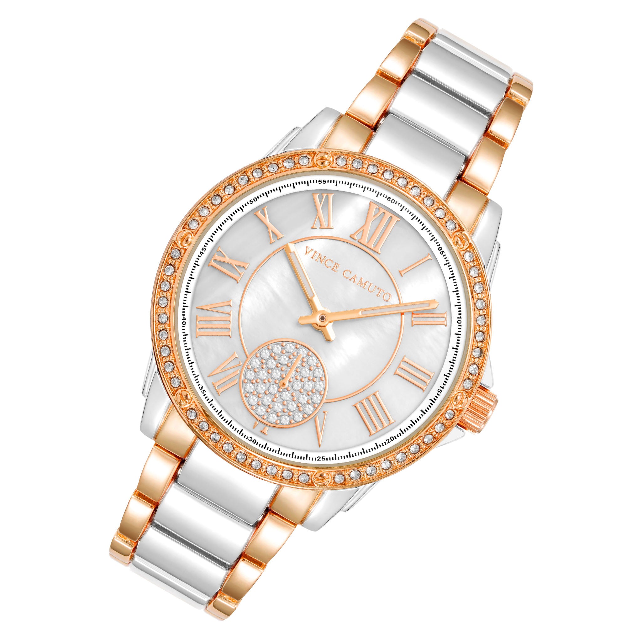 Vince Camuto Two-Tone Rose Gold Band White Dial Women's Watch - VC5361WTRT