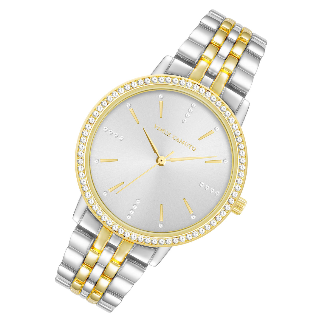 Vince Camuto Two-Tone Band Silver Dial Women's Watch - VC5386WTTT
