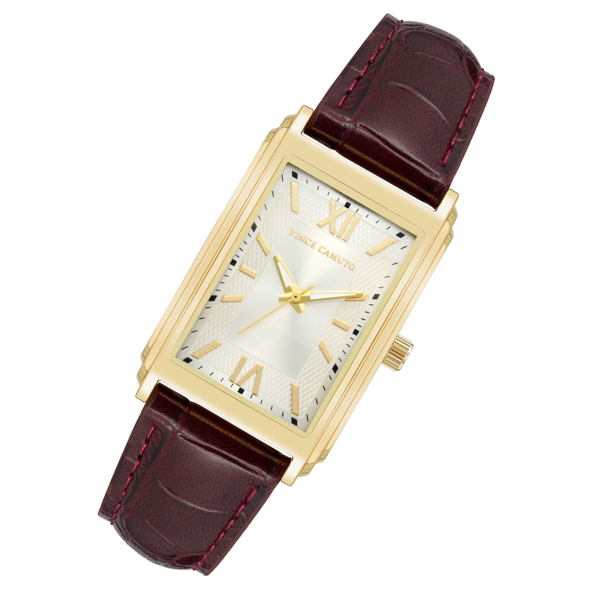 Vince Camuto Burgundy Leather Silver Dial Men's Watch - VC8004GPSVBY