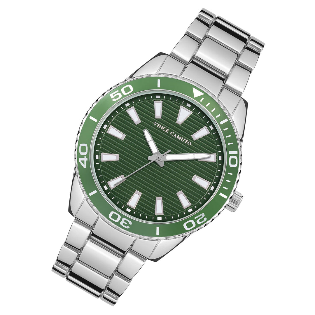 Vince Camuto Silvertone Green Dial Men's Watch - VC8015GRSV
