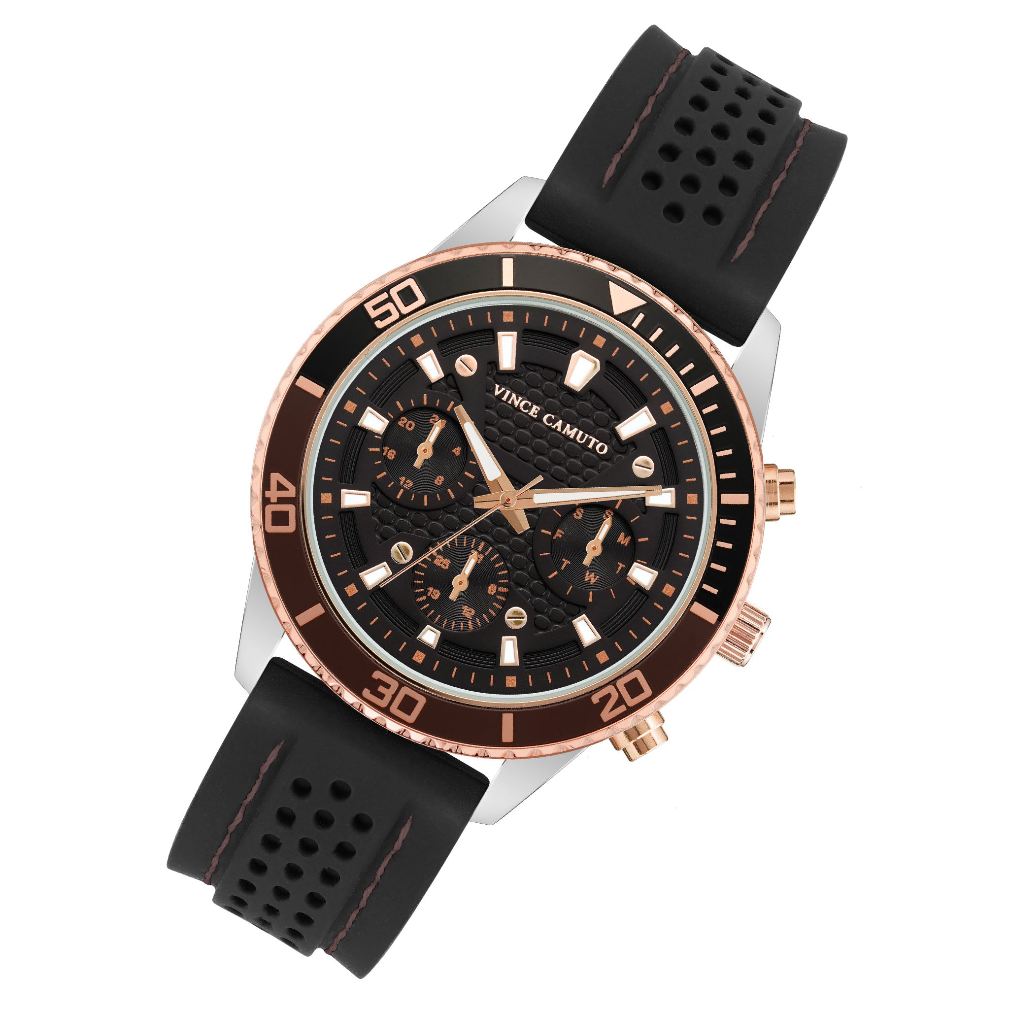 Vince Camuto Silicone Black Dial Multi-Function Men's Watch - VC8032RTBKBK