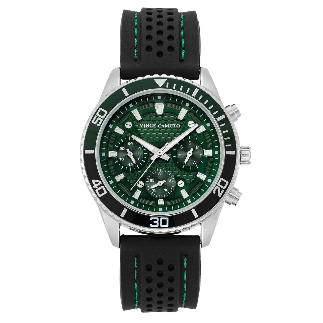 Vince Camuto Black Silicone Green Dial Men's Watch - VC8032SVGRBK