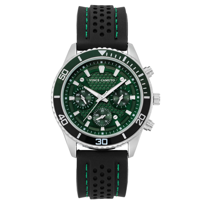 Vince Camuto Black Silicone Green Dial Men's Watch - VC8032SVGRBK