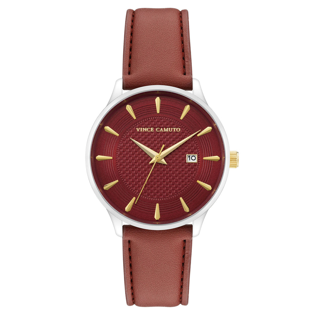 Vince Camuto Leather Burgundy Dial Men's Watch - VC8033SVBYBN