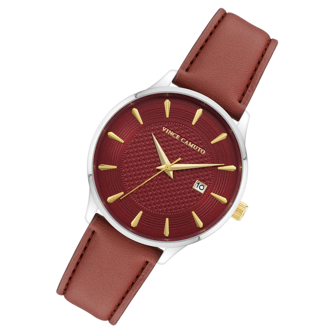 Vince Camuto Leather Burgundy Dial Men's Watch - VC8033SVBYBN