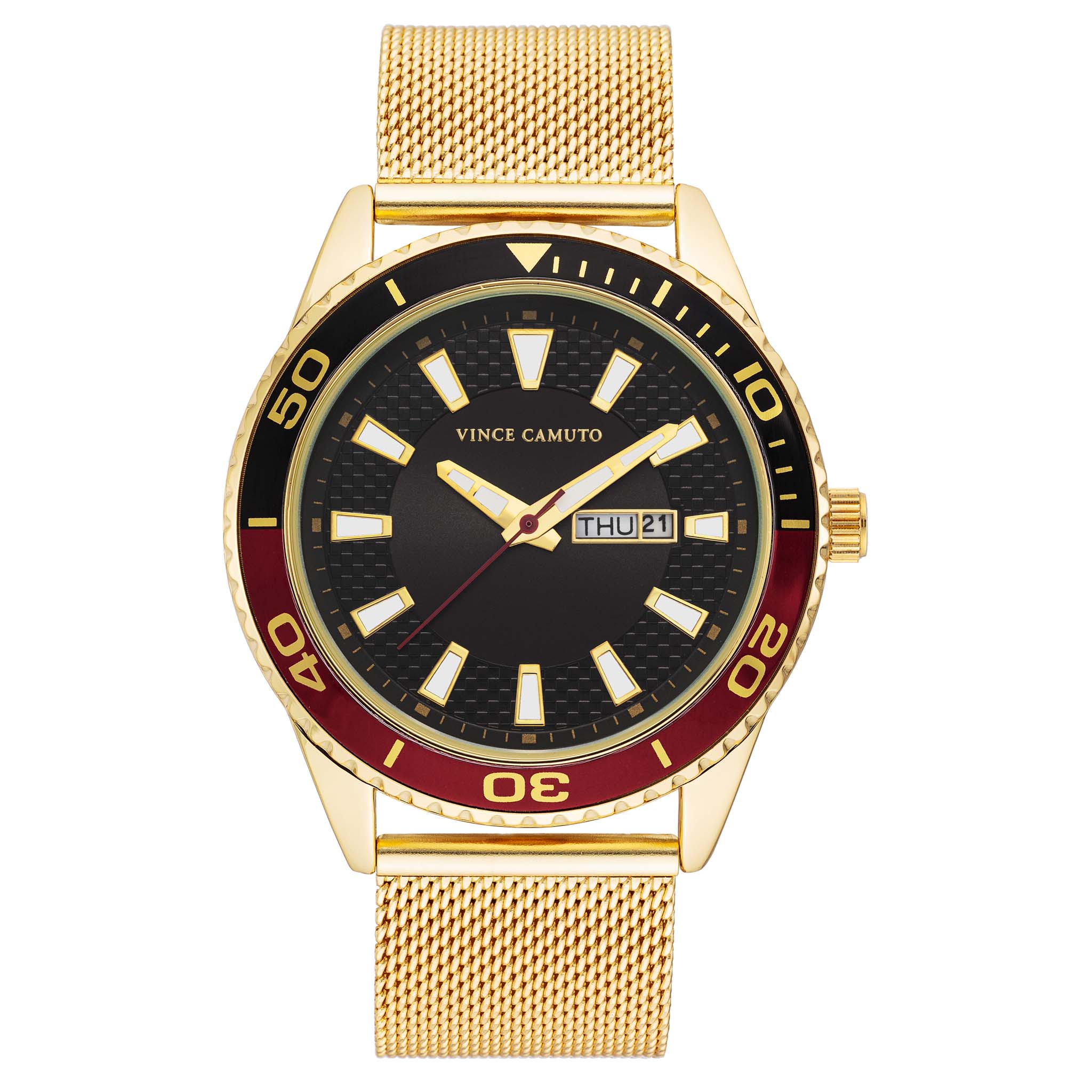 Vince Camuto Goldtone Stainless Steel Black Dial Men's Watch - VC8041BKGP