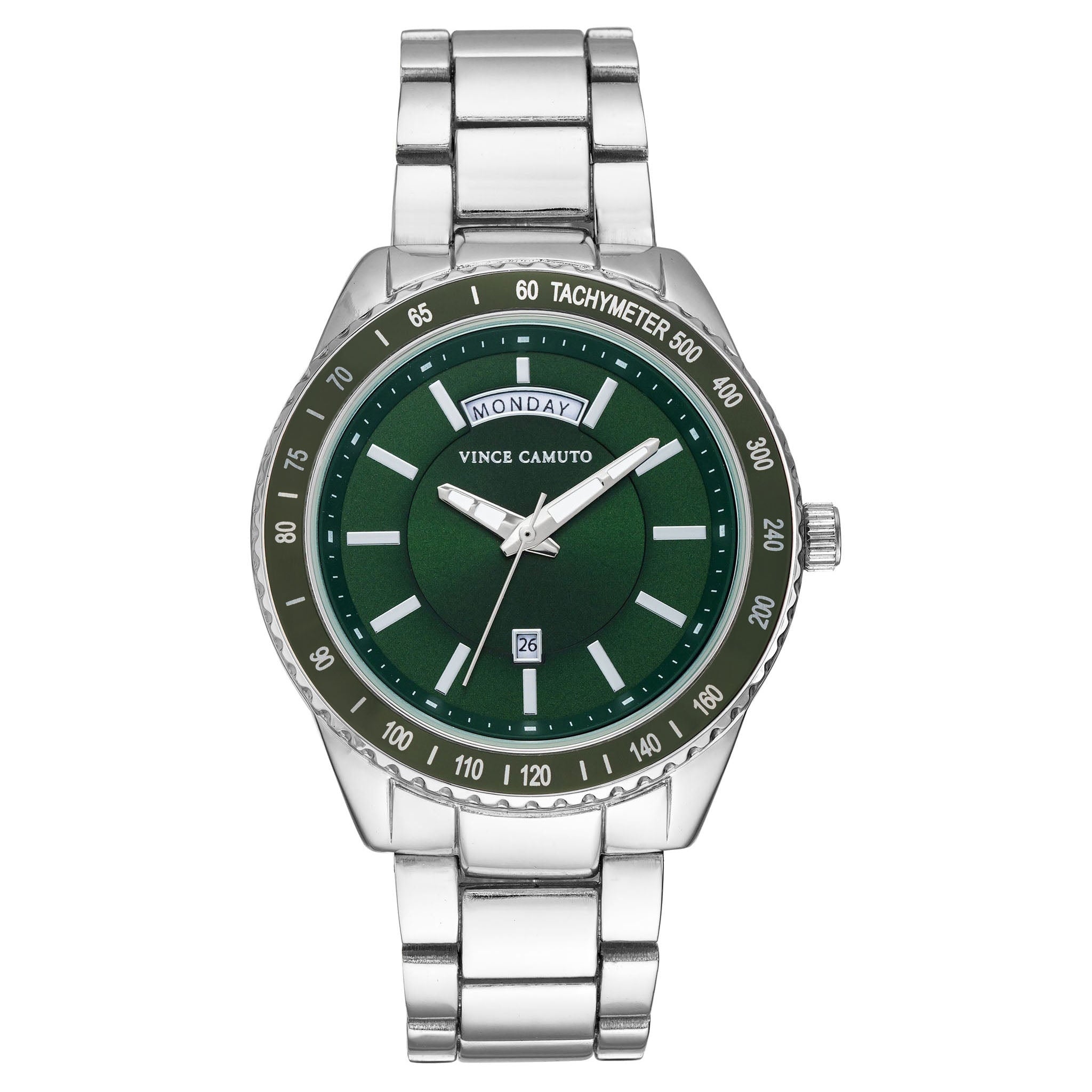 Vince Camuto Silvertone Green Dial Men's Watch - VC8042GNSV