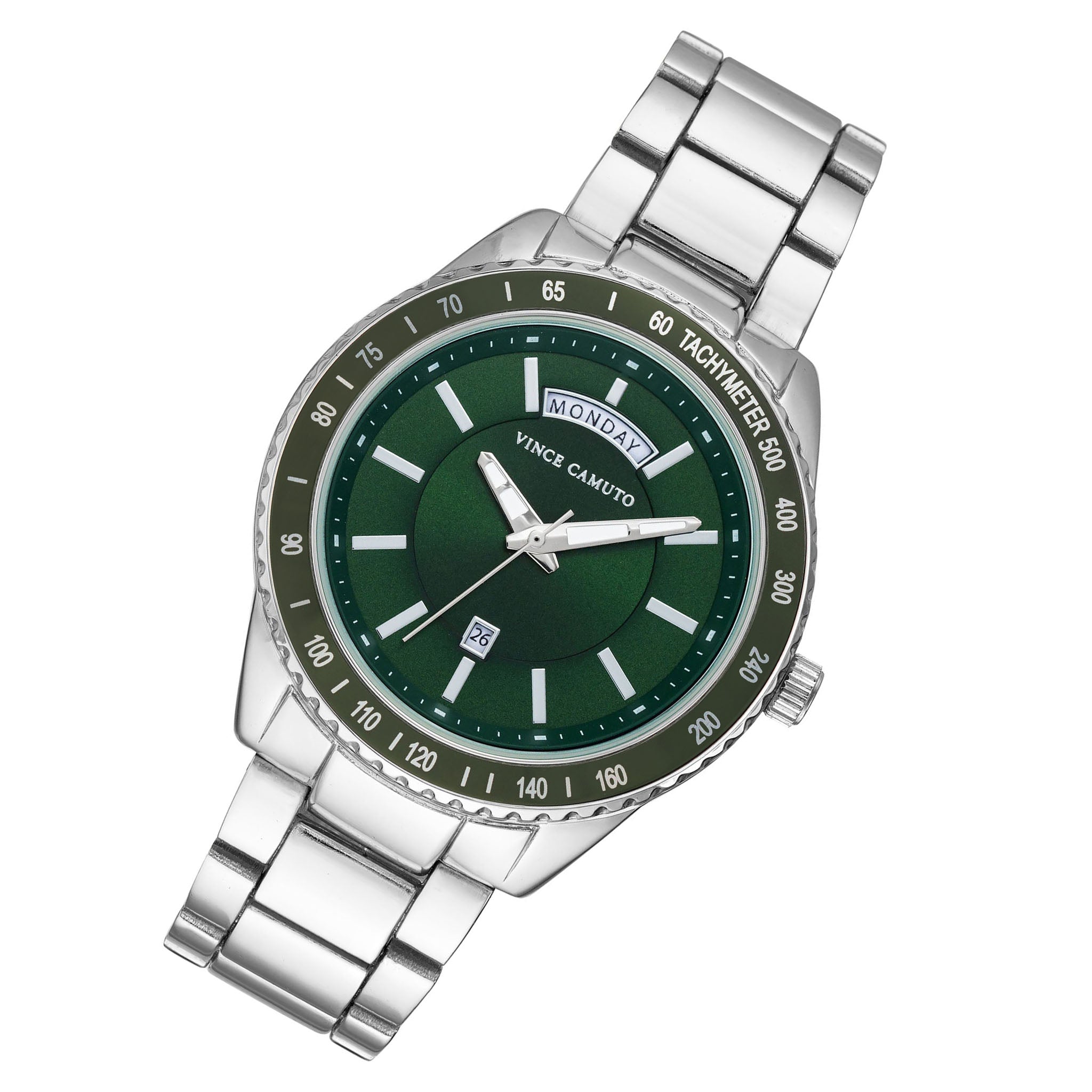 Vince Camuto Silvertone Green Dial Men's Watch - VC8042GNSV
