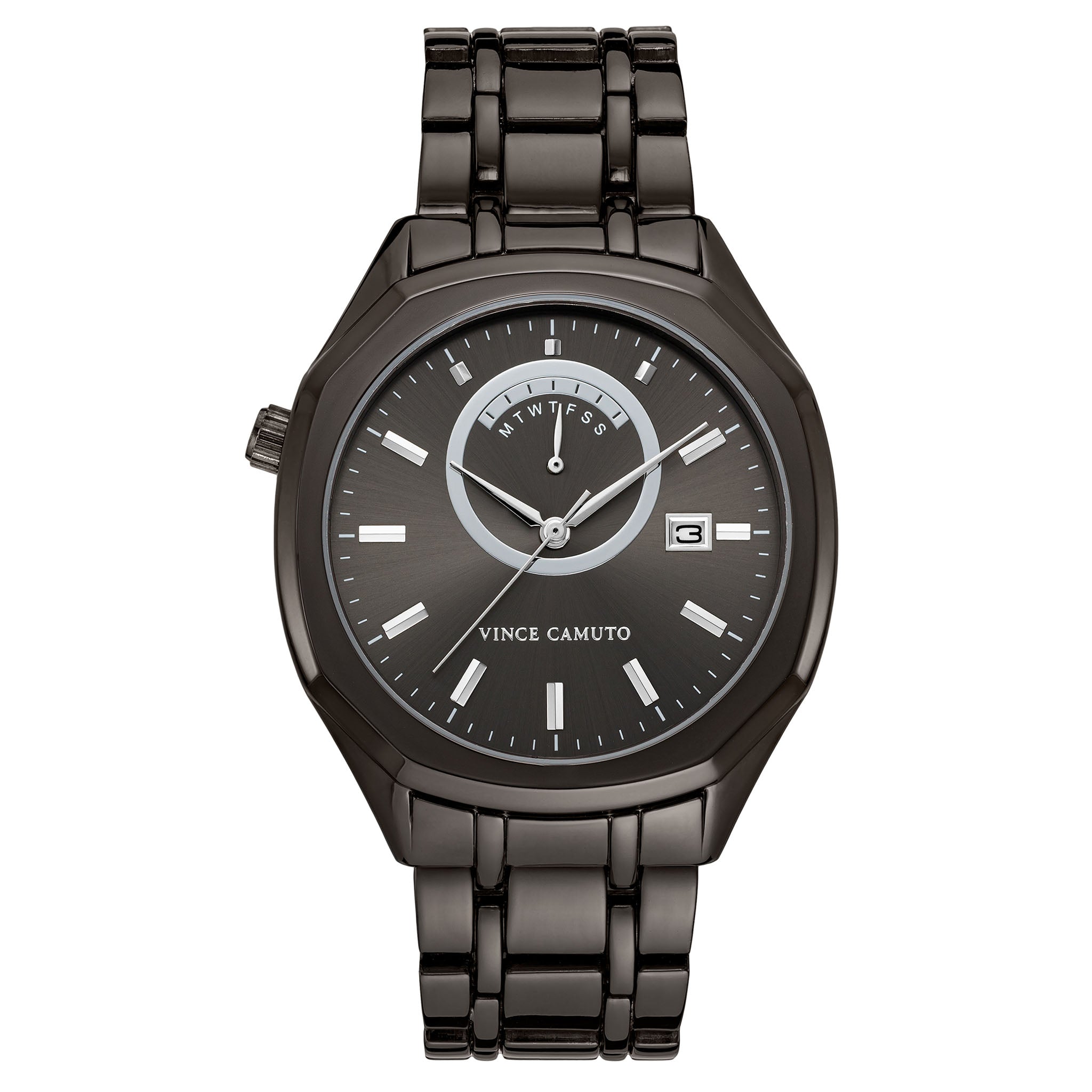 Vince Camuto Gunmetal Mixed Metal Gun Dial Men's Watch - VC8044BKDG