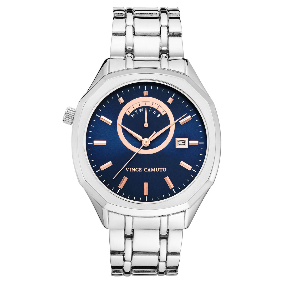 Vince Camuto Silvertone Navy Dial Men's Watch - VC8044NVSV