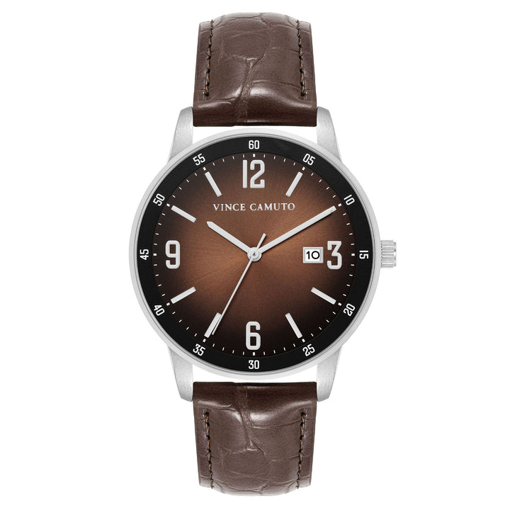 Vince Camuto Leather Brown Ombre Dial Men's Watch - VC8048SVBNBN