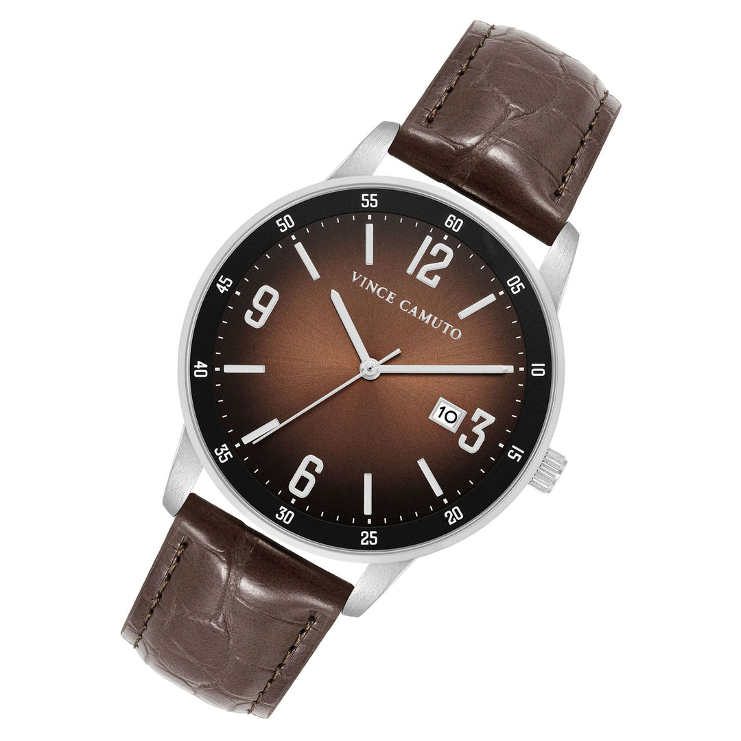 Vince Camuto Leather Brown Ombre Dial Men's Watch - VC8048SVBNBN