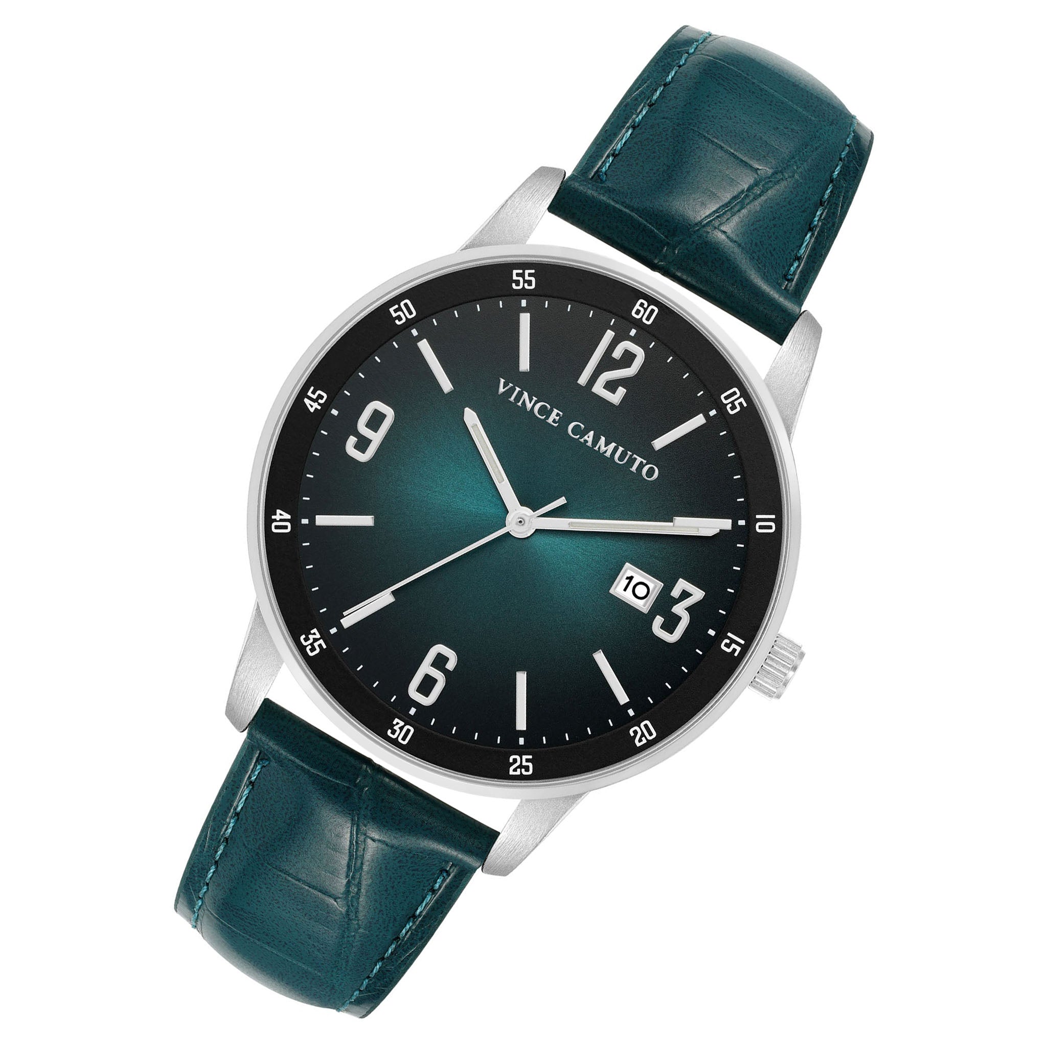 Vince Camuto Leather Teal Ombre Dial Men's Watch - VC8048SVTLTL