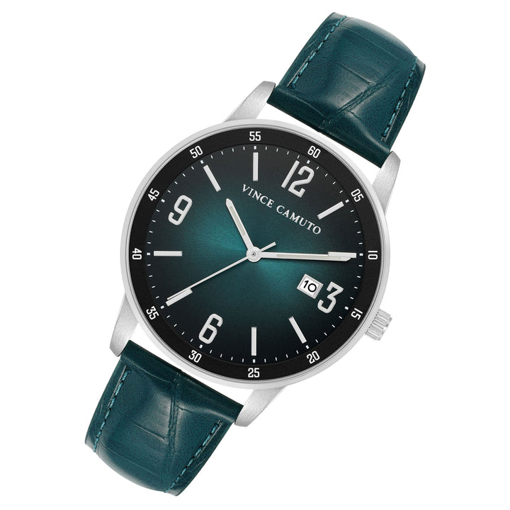 Vince Camuto Leather Teal Ombre Dial Men's Watch - VC8048SVTLTL