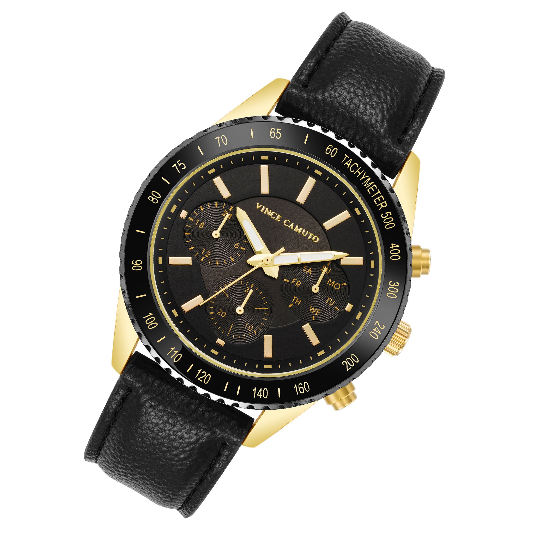 Vince Camuto Black Leather Multi-Function Men's Watch - VC8050GPBKBK