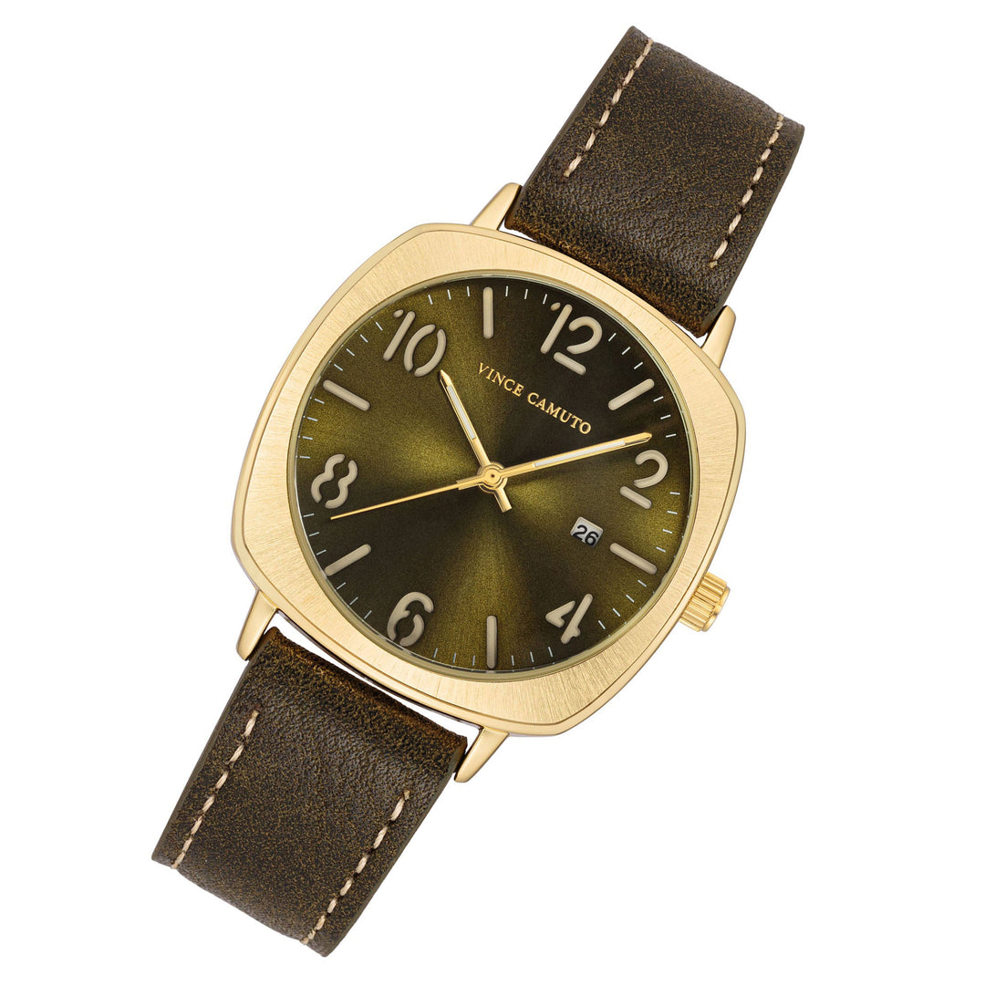 Vince Camuto Leather Green Dial Men's Watch - VC8051GPGRGR