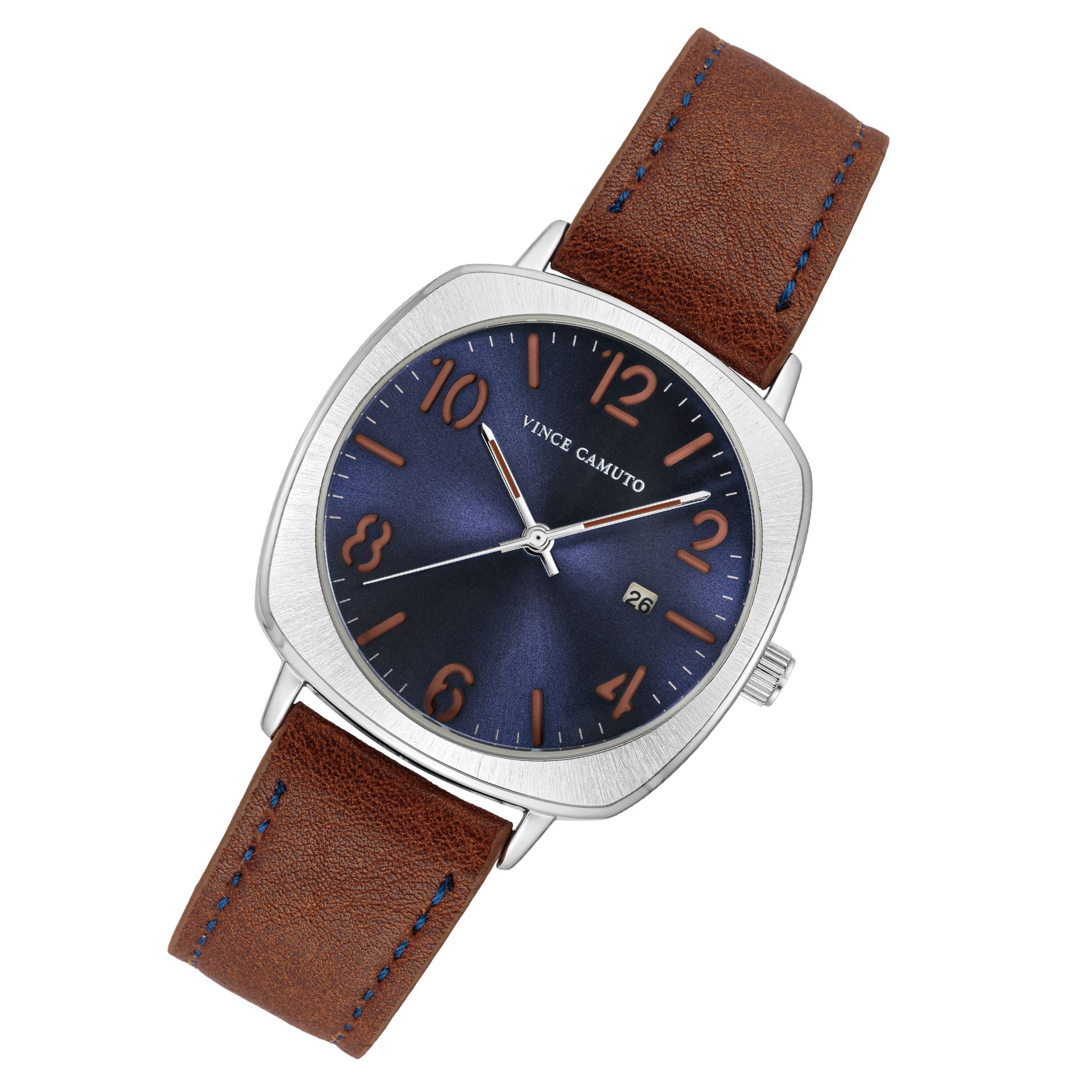 Vince Camuto Brown Leather Navy Dial Men's Watch - VC8051SVNVLG