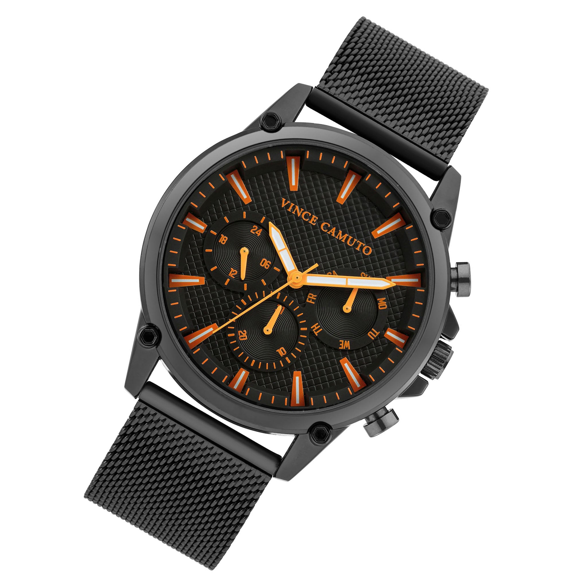 Vince Camuto Gunmetal Mesh Black Dial Multi-Function Men's Watch - VC8053DGOR