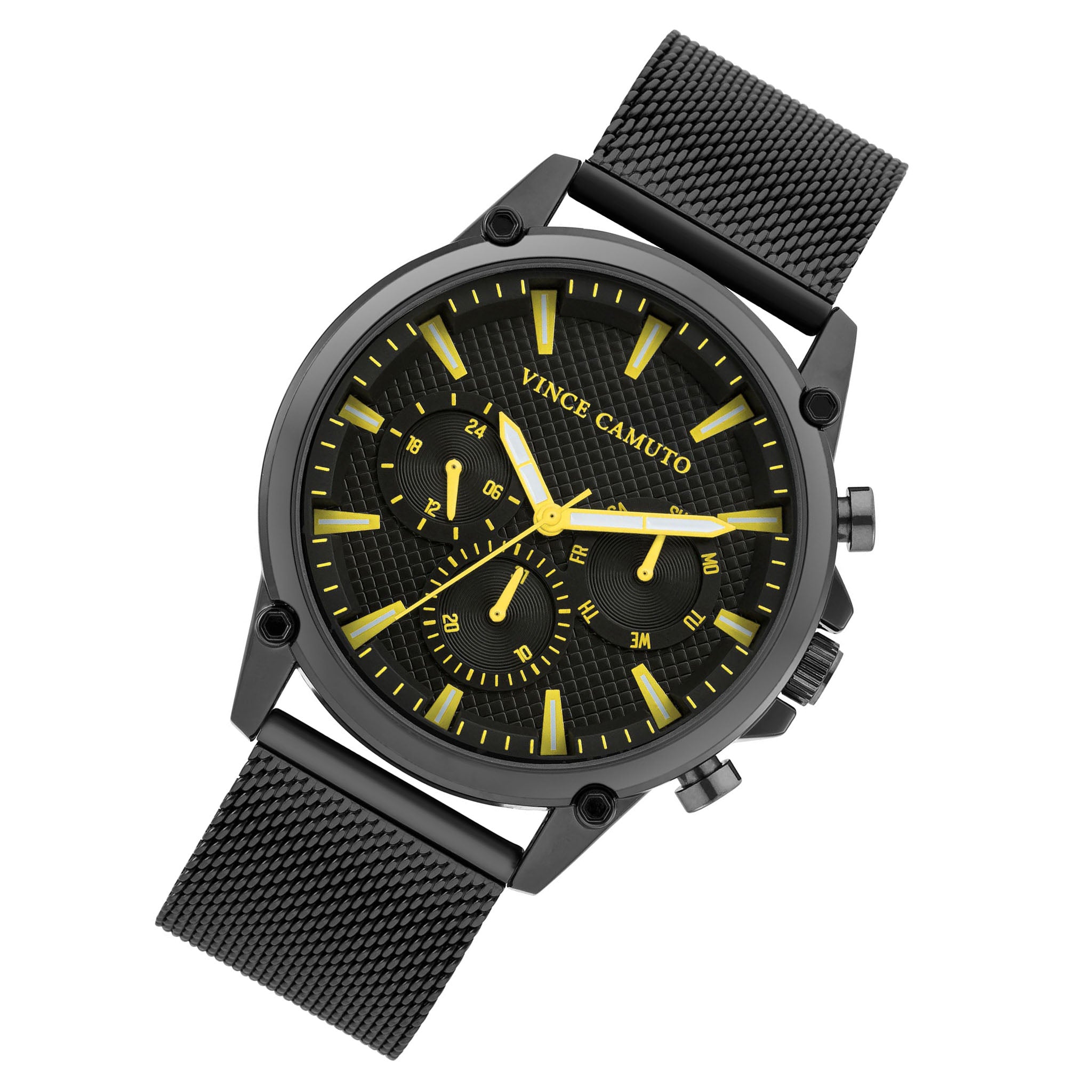 Vince Camuto Gunmetal Mesh Black Dial Multi-Function Men's Watch - VC8053DGYL