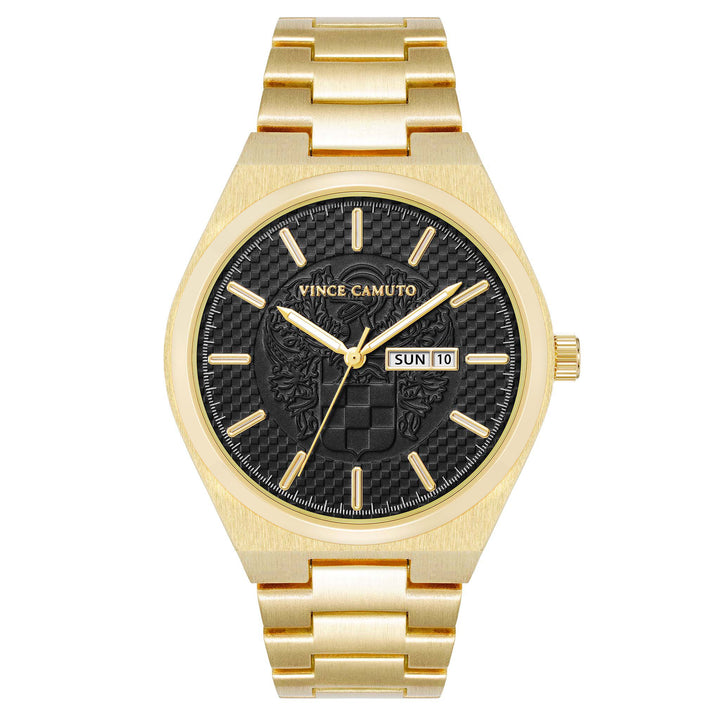 Vince Camuto Goldtone Black Dial Men's Watch - VC8054GPBK