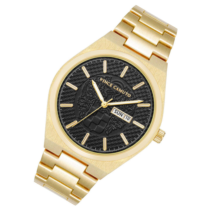 Vince Camuto Goldtone Black Dial Men's Watch - VC8054GPBK