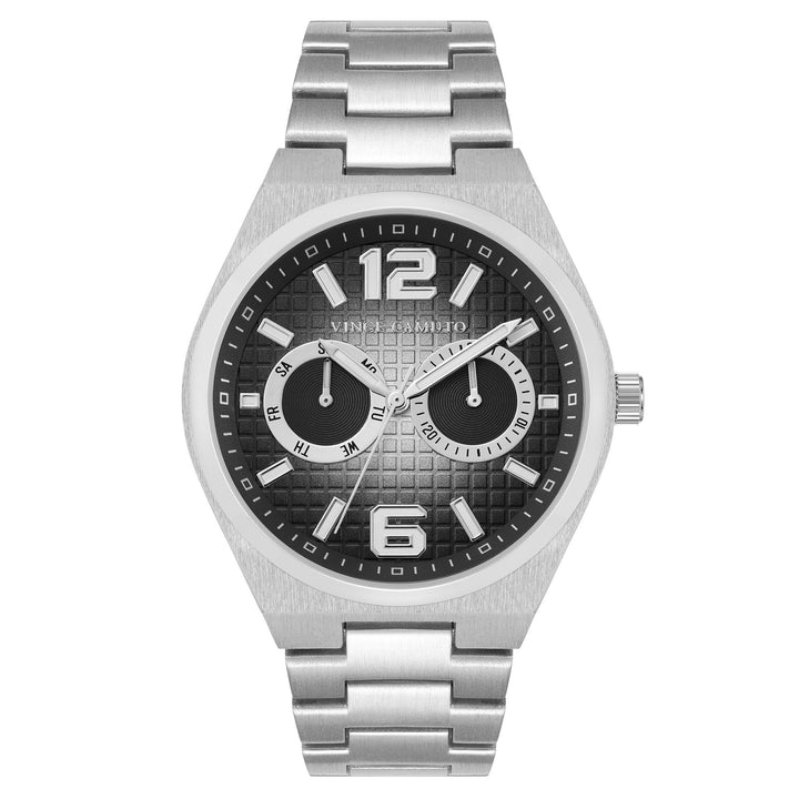 Vince Camuto SilverTone Band Black Dial Men's Watch - VC8055SVDG