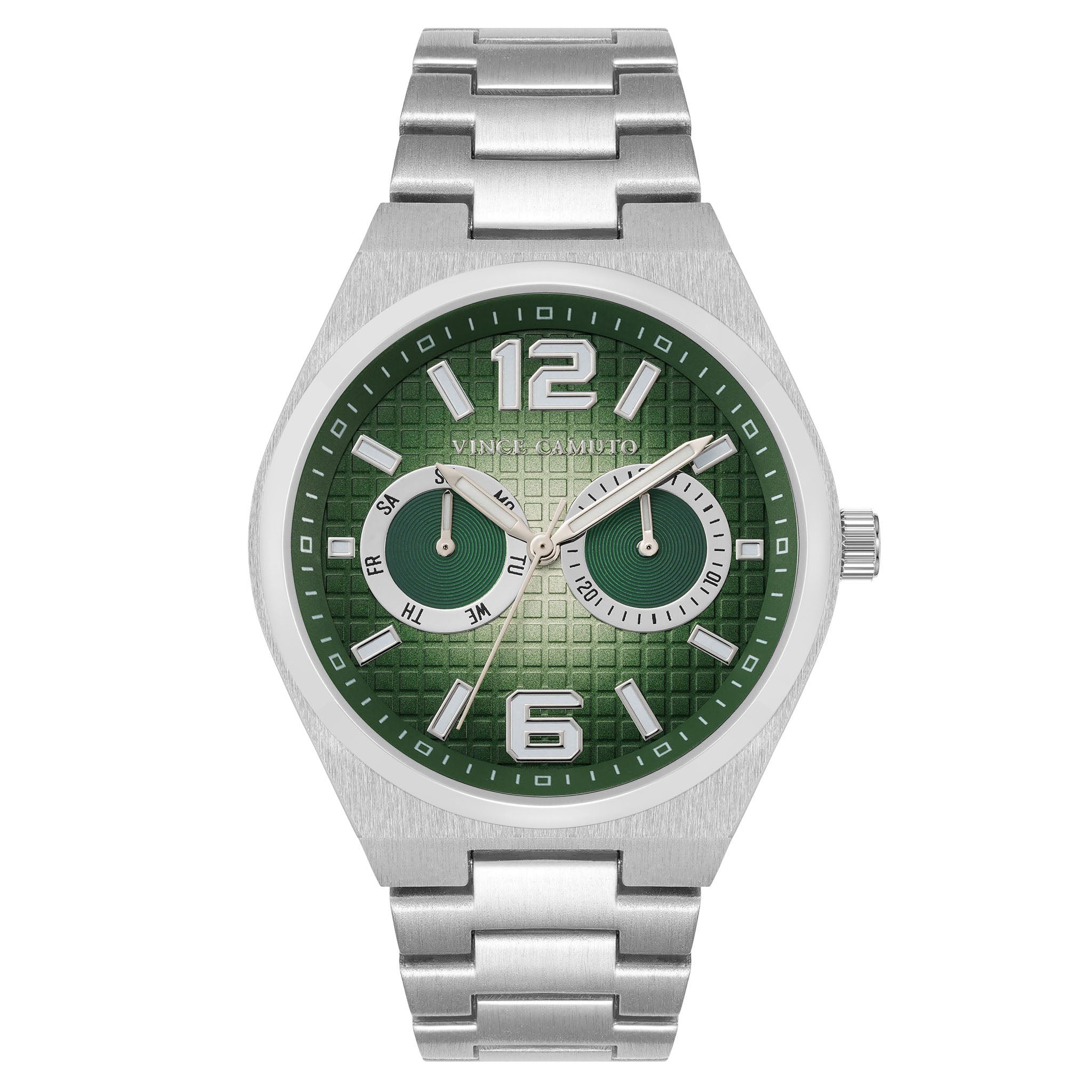 Vince Camuto SilverTone Band Degrade Green Dial Men's Watch - VC8055SVGR