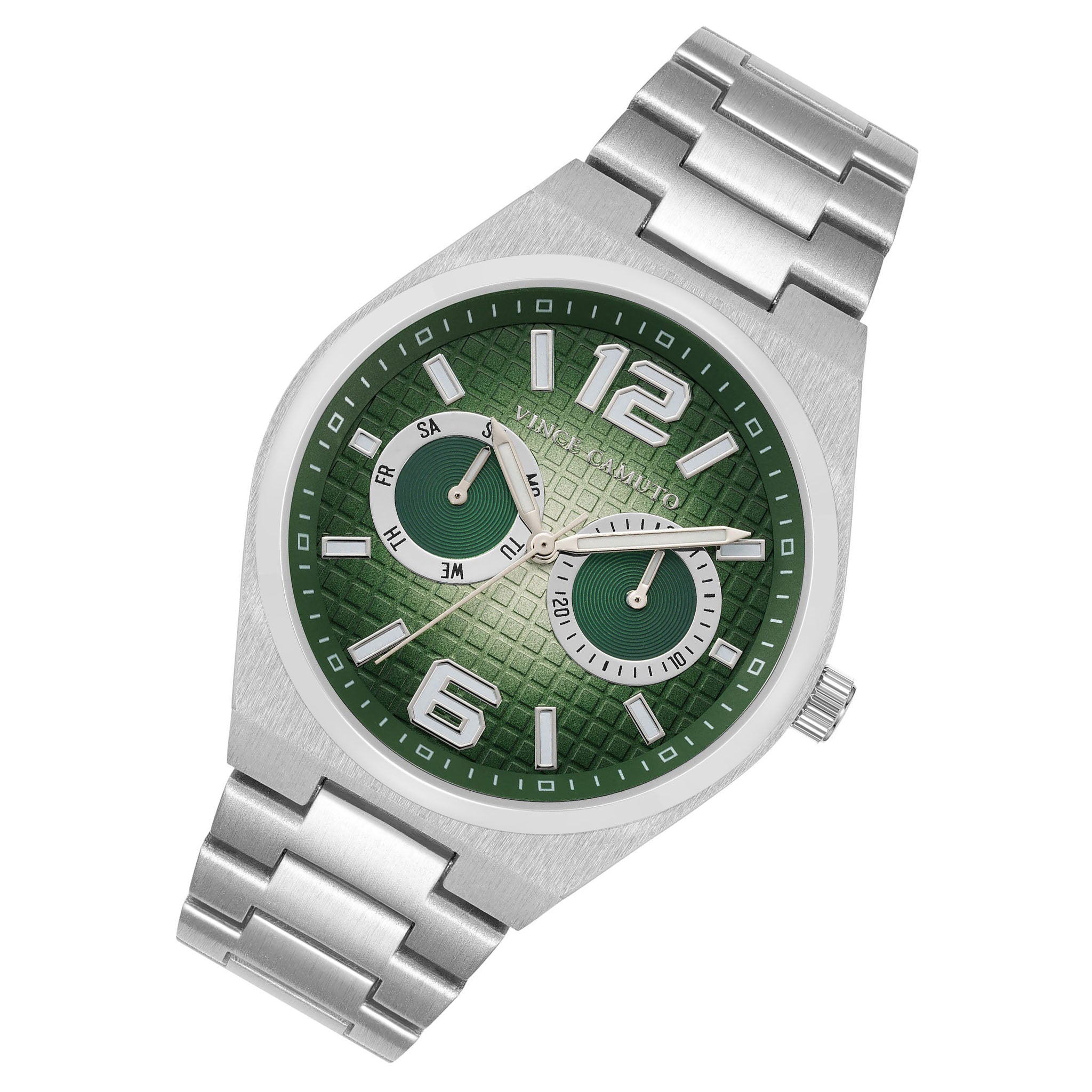 Vince Camuto SilverTone Band Degrade Green Dial Men's Watch - VC8055SVGR