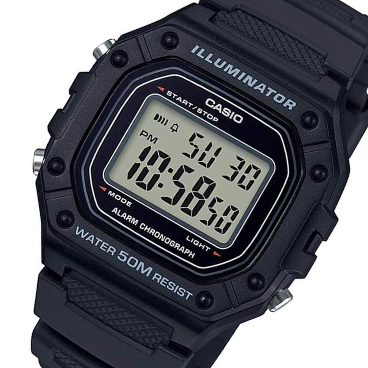 Casio Illuminator Black Resin Digital Unisex Watch - W218H-1A