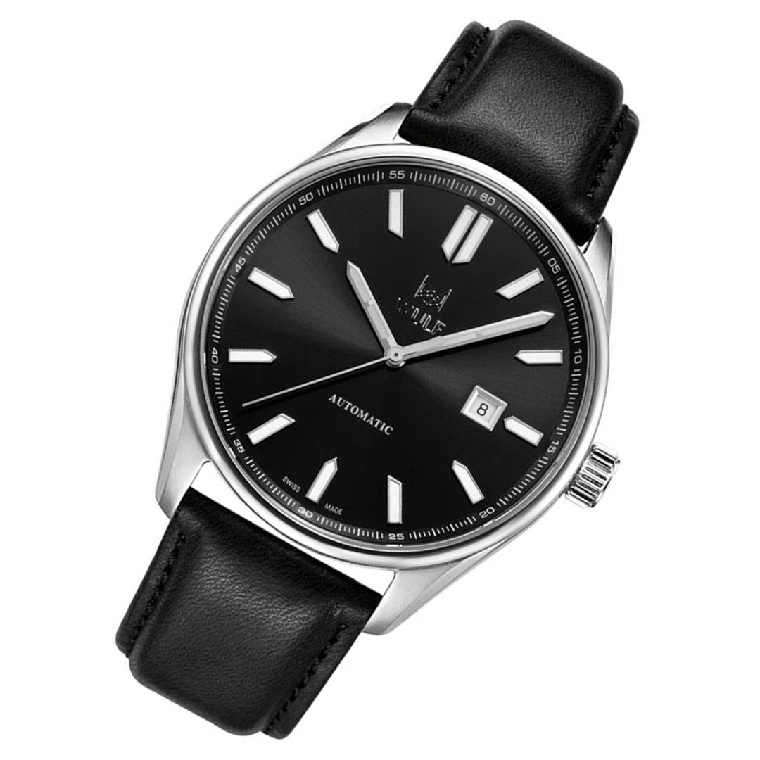 WULF Alpha Black Leather Automatic Swiss Made Unisex Watch - WF04.02