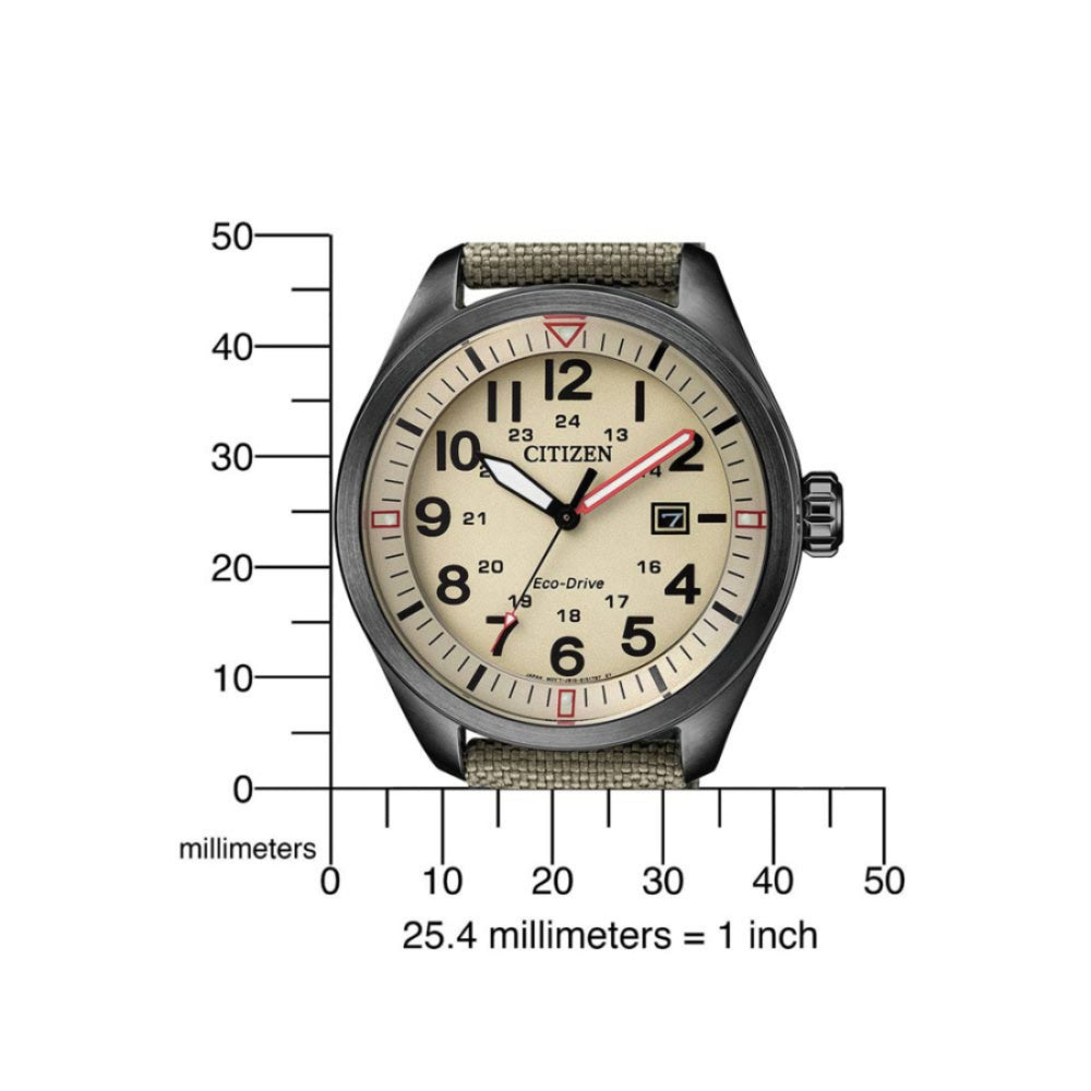 Citizen Gents Beige Eco-Drive Fabric Band Men's Watch - AW5005-12X