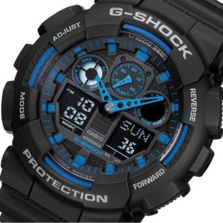 Casio G-SHOCK 55mm Black Resin Analogue-Digital Men's Watch - GA100-1A2