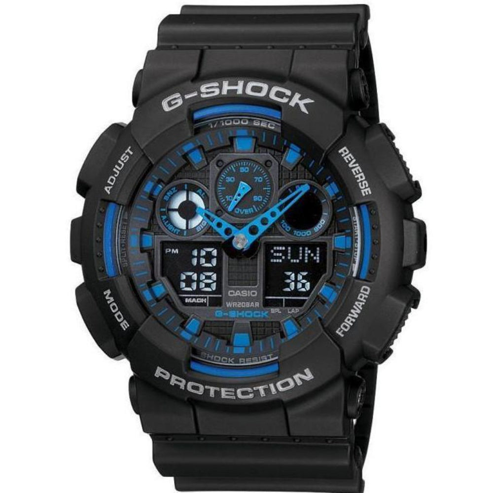 Casio G-SHOCK 55mm Black Resin Analogue-Digital Men's Watch - GA100-1A2