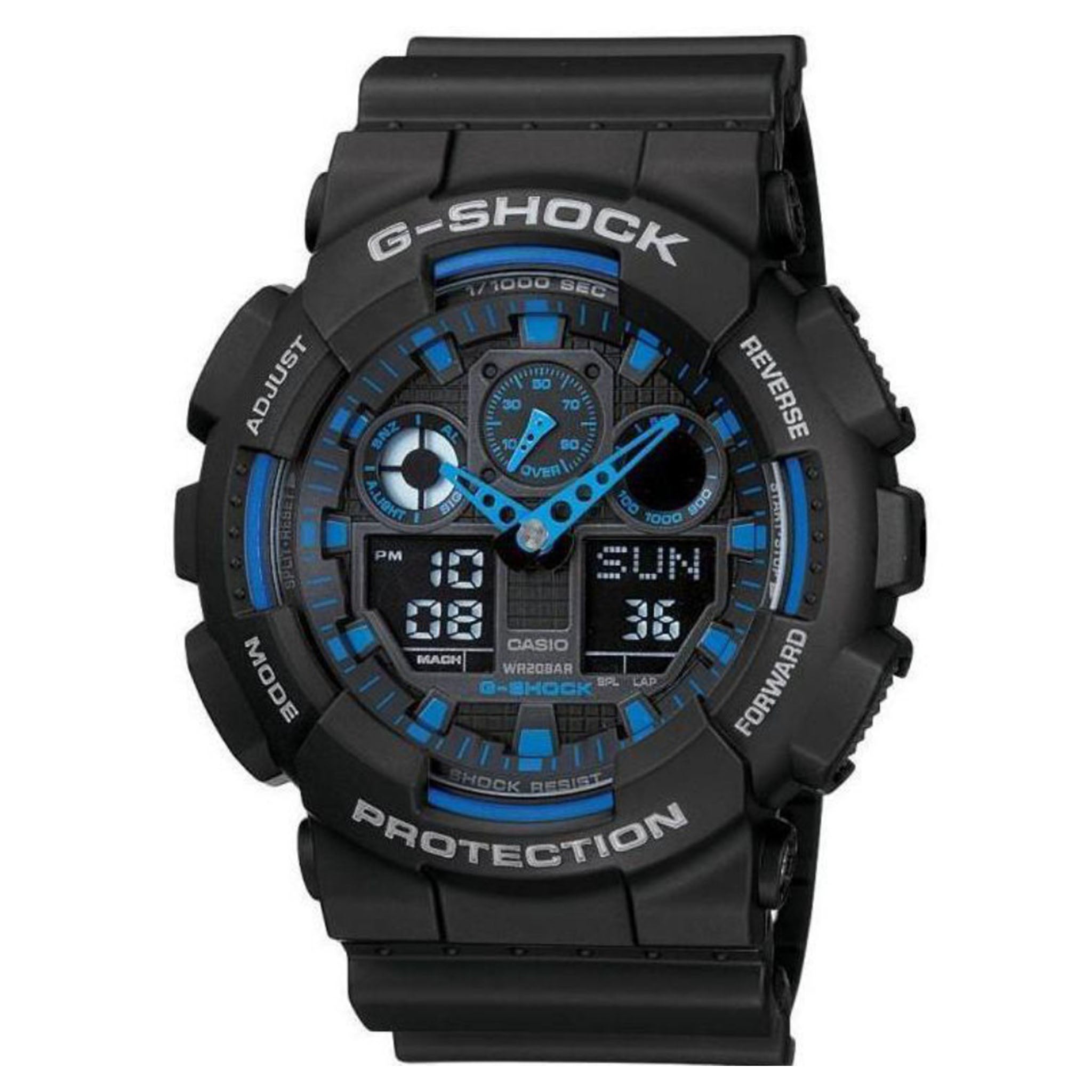 Casio G-SHOCK 55mm Black Resin Analogue-Digital Men's Watch - GA100-1A2