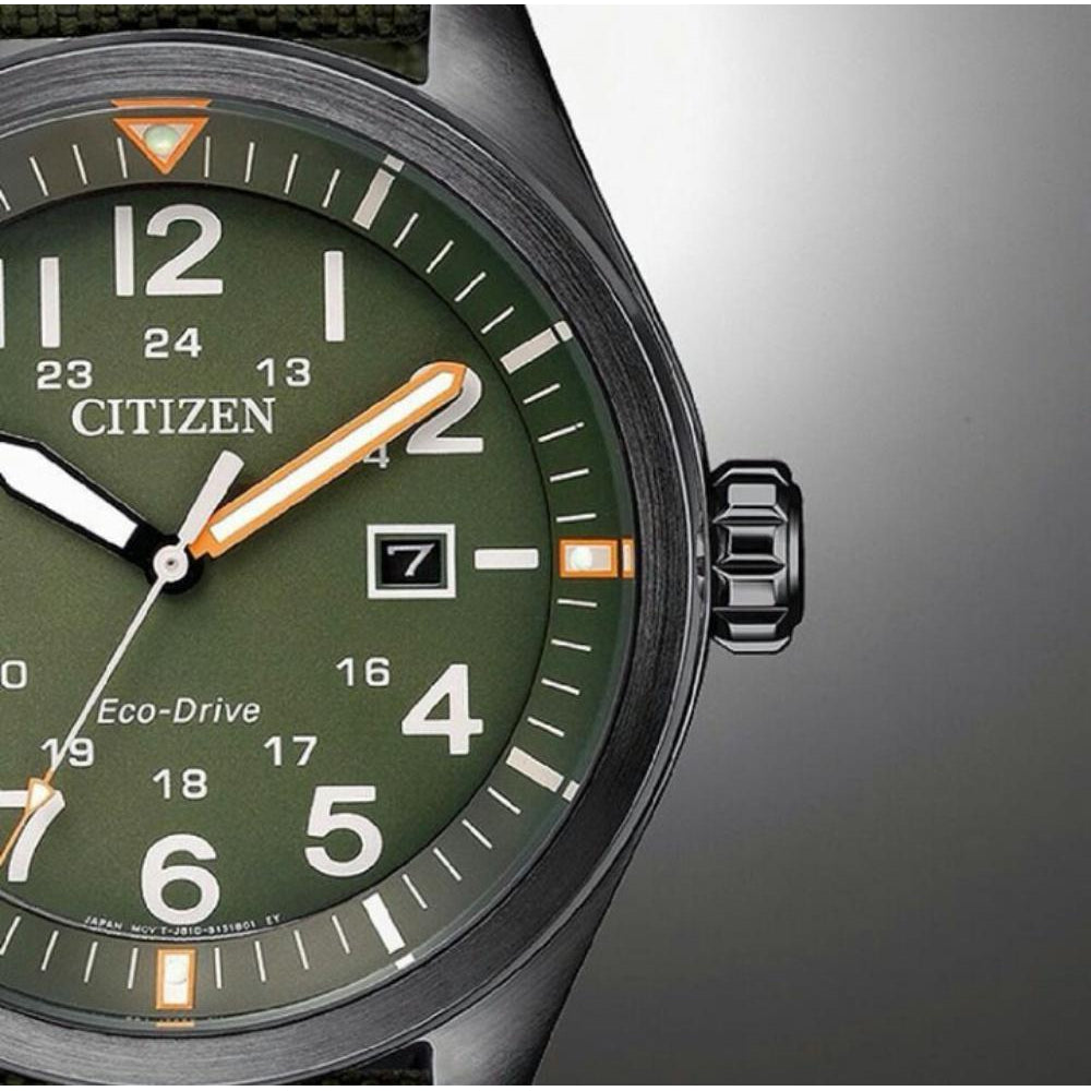 Citizen Gents Eco-Drive Green Fabric Band Men's Watch - AW5005-21Y
