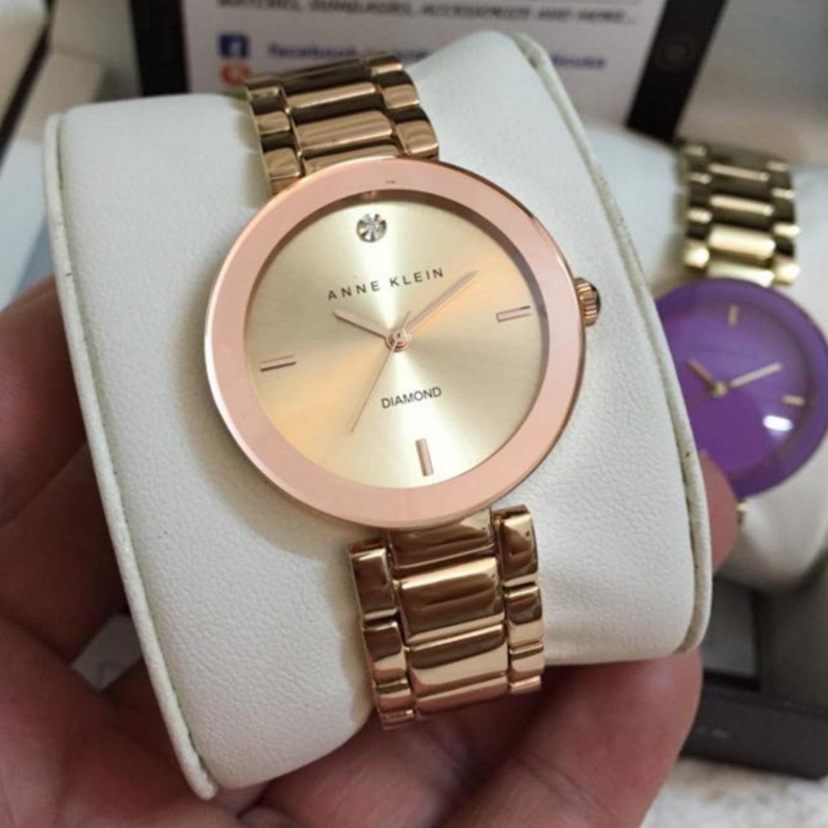 Anne Klein Diamond Rose Gold Steel Women's Watch - AK1362RGRG