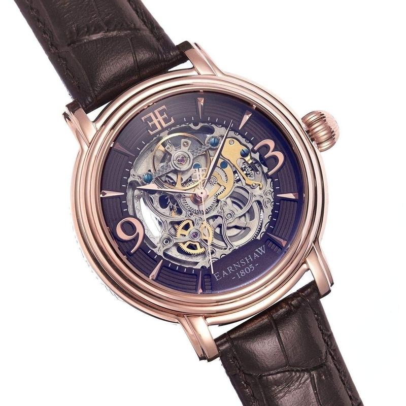 Earnshaw Longcase Men's Automatic Leather Watch - ES-8011-07