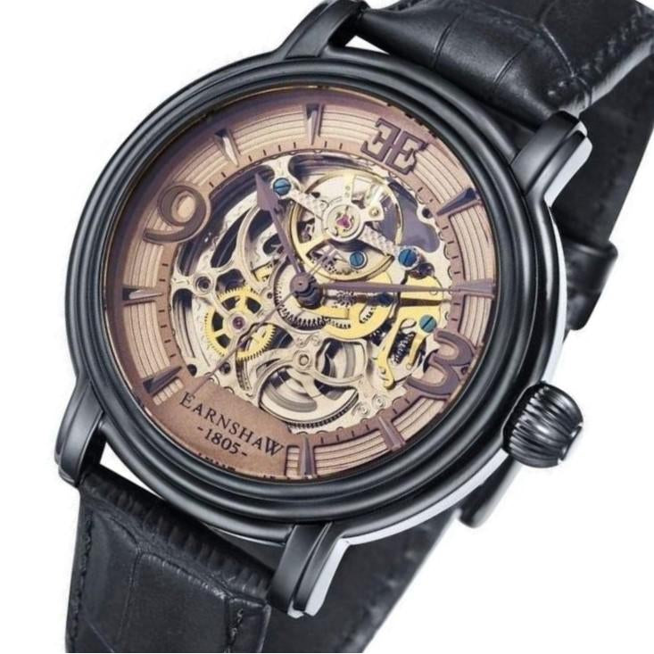 Earnshaw Longcase Men's Automatic Leather Watch - ES-8011-08