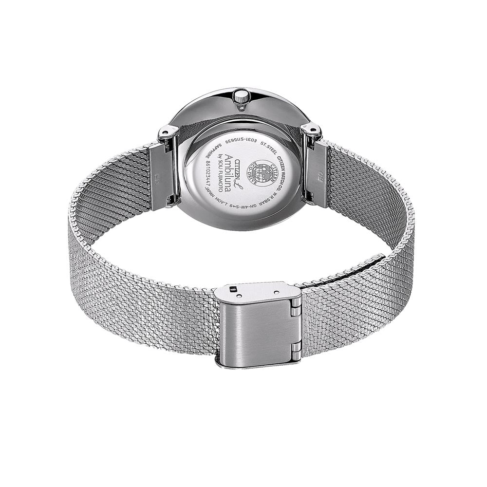 Citizen Ladies Diamond Eco-Drive Silver Steel Mesh Watch - EM0640-82D