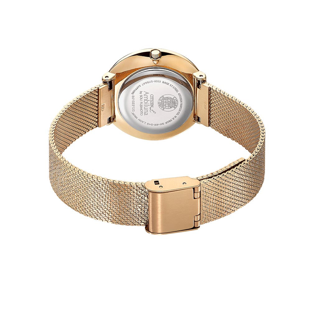 Citizen Ladies Diamond Eco-Drive Rose Gold Steel Mesh Watch - EM0643-84X