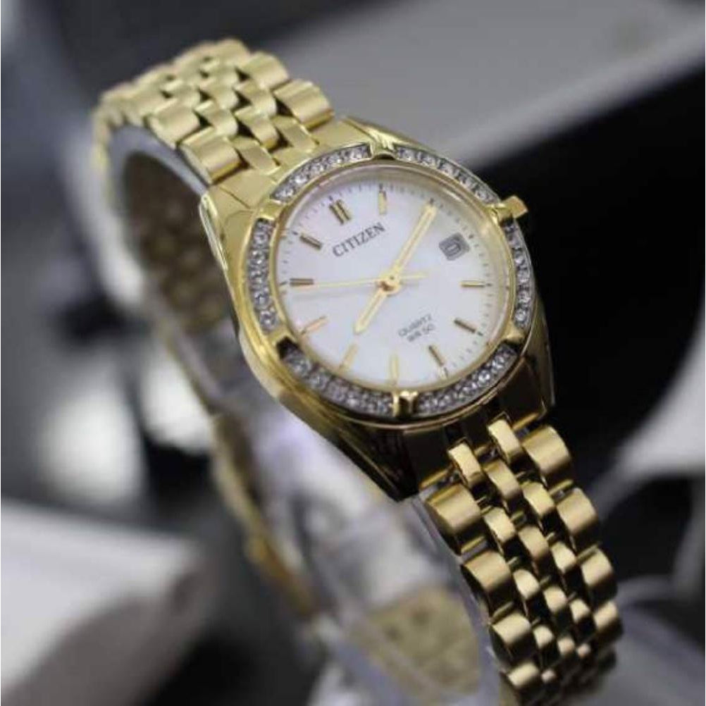 Citizen Ladies Swarovski Crystals Gold Stainless Steel Quartz Watch - EU6062-50D