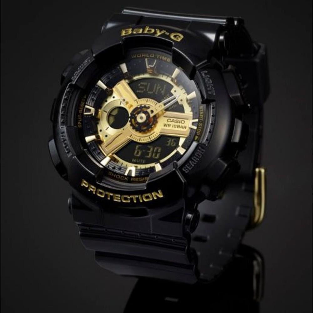 Casio BABY-G Black & Gold Duo Chrono Ladies Watch - BA110-1A