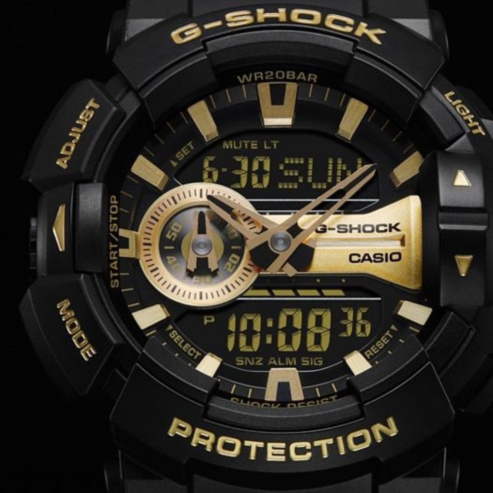 CASIO G-SHOCK GBA-400 ブラック/ゴールド Casio G-Shock GA-400GB Black/Gold Shock Resistant Watch