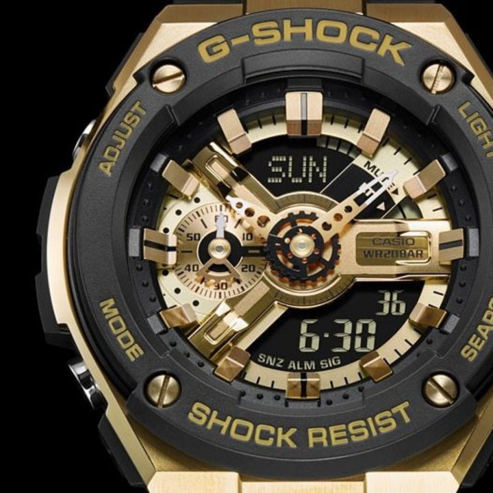 Casio G-SHOCK G-STEEL Black & Gold Digital-Analogue Men's Watch - GST400G-1A9